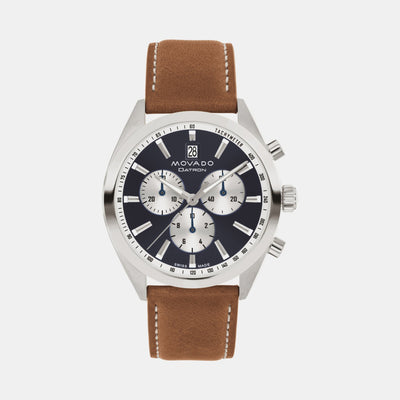 Heritage Men Quartz Blue Dial Chronograph Leather Watch 3650181