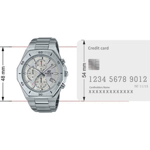Edifice Men Quartz Silver Dial Chronograph Stainless Steel Watch EX552