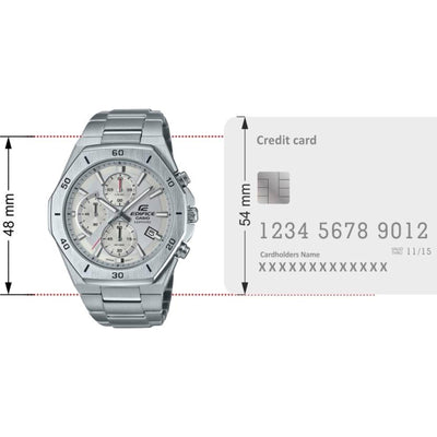 Edifice Men Quartz Silver Dial Chronograph Stainless Steel Watch EX552