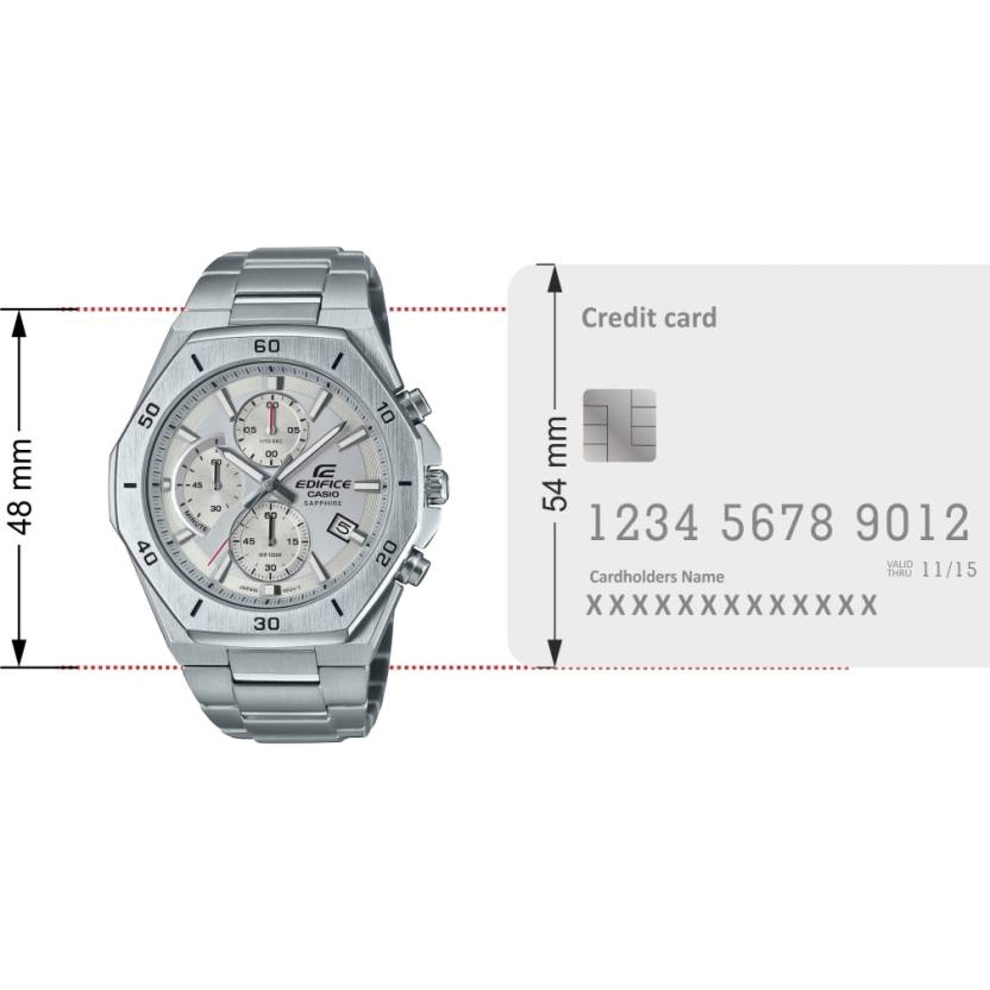 Edifice Men Quartz Silver Dial Chronograph Stainless Steel Watch EX552