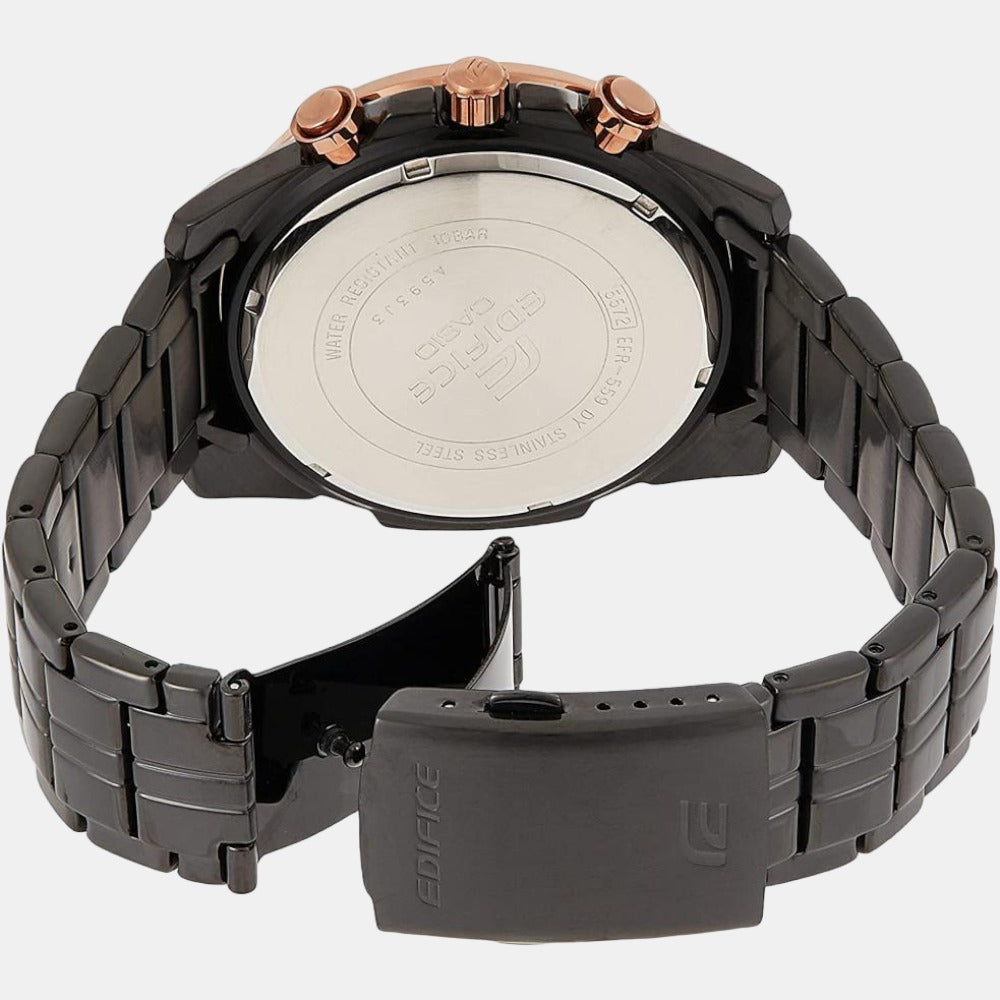 Edifice Men Quartz Black Dial Chronograph Stainless Steel Watch EX492