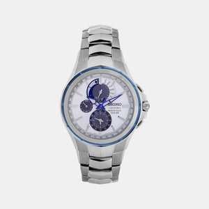 Coutura Men Solar White Dial Chronograph Stainless Steel Watch SSC787P9