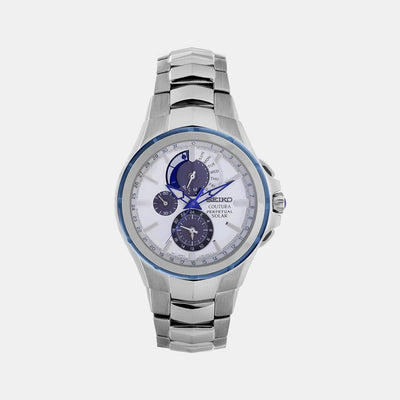 Coutura Men Solar White Dial Chronograph Stainless Steel Watch SSC787P9