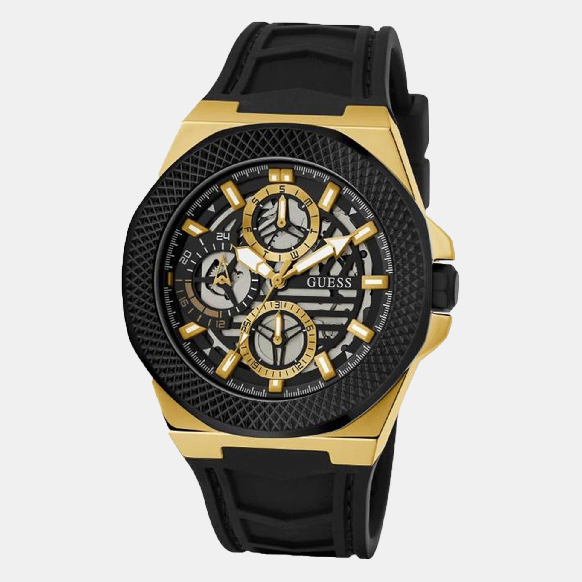 Front-Runner Men Quartz Black Dial Multi-Function Silicone Watch GW0577G2