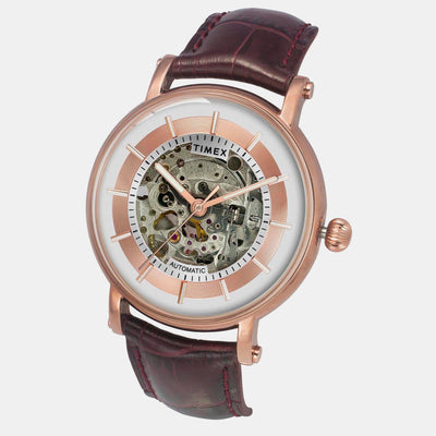 E Class Men Automatic Silver Dial Analog Leather Watch TWEG16719