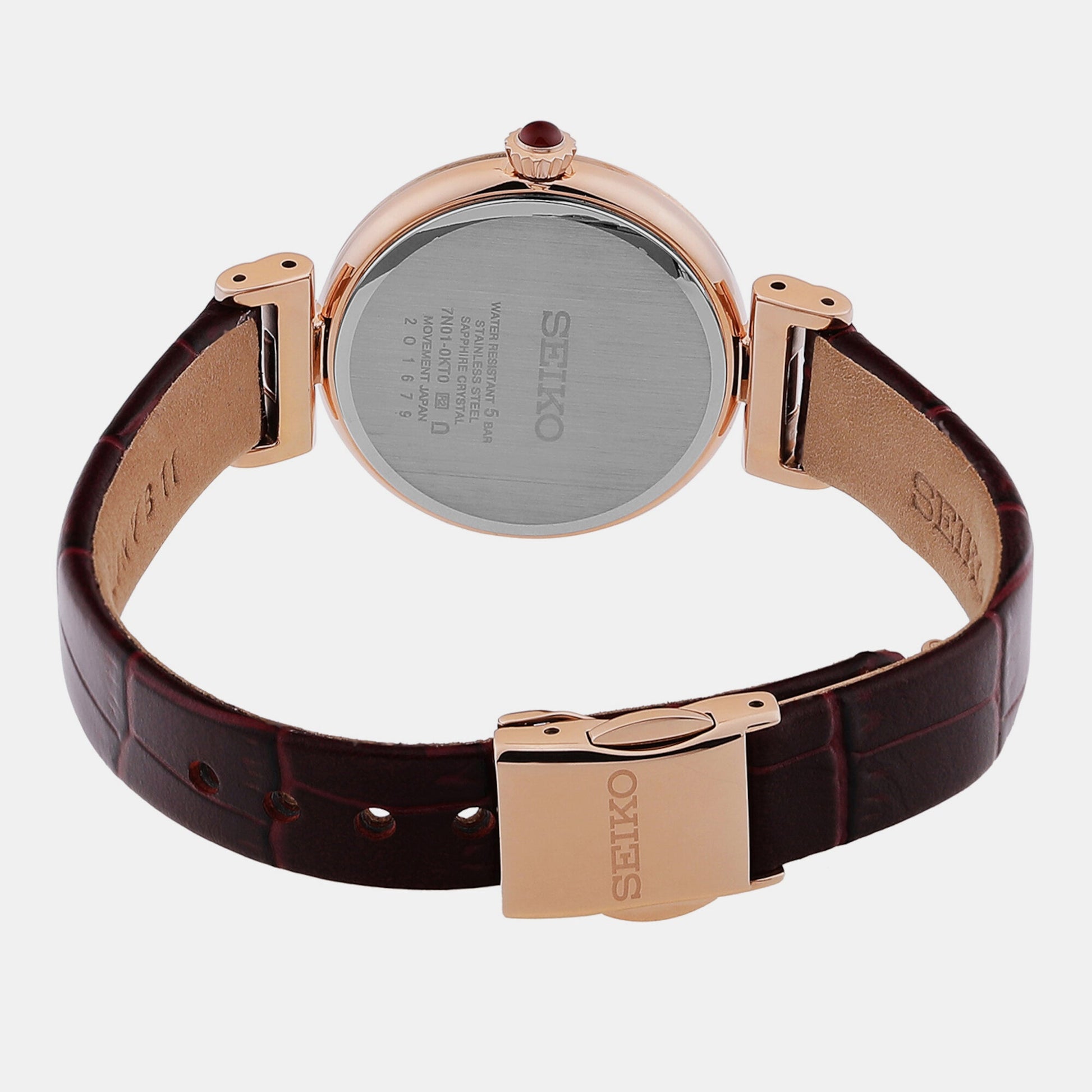Dress Women Quartz Rose Gold Dial Analog Leather Watch SRZ548P1