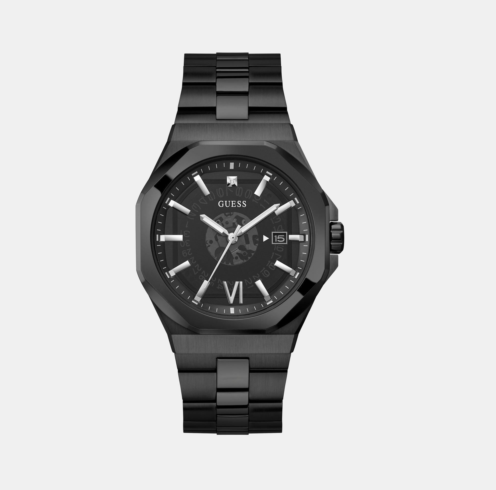 Emperor Men Quartz Black Dial Analog Stainless Steel Watch GW0573G3