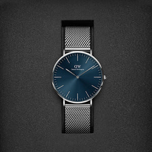Classic Men Quartz Blue Dial Analog Stainless Steel Watch DW00100628K