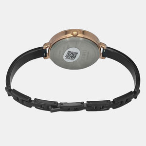 Fashion Women Quartz Black Dial Analog Stainless Steel Watch TWEL12823
