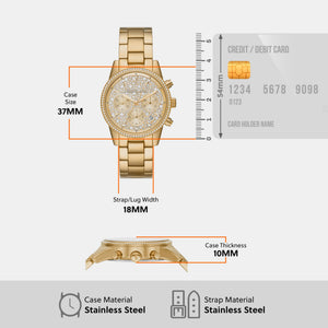 Bryant Women Quartz Gold Dial Chronograph Stainless Steel Watch MK7310