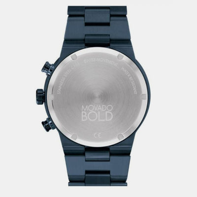 Bold Men Quartz Blue Dial Chronograph Stainless Steel Watch 3600729