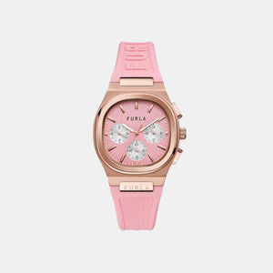Furla Athleisure Women Quartz Pink Dial Chronograph Silicone Watch WW00036002L3