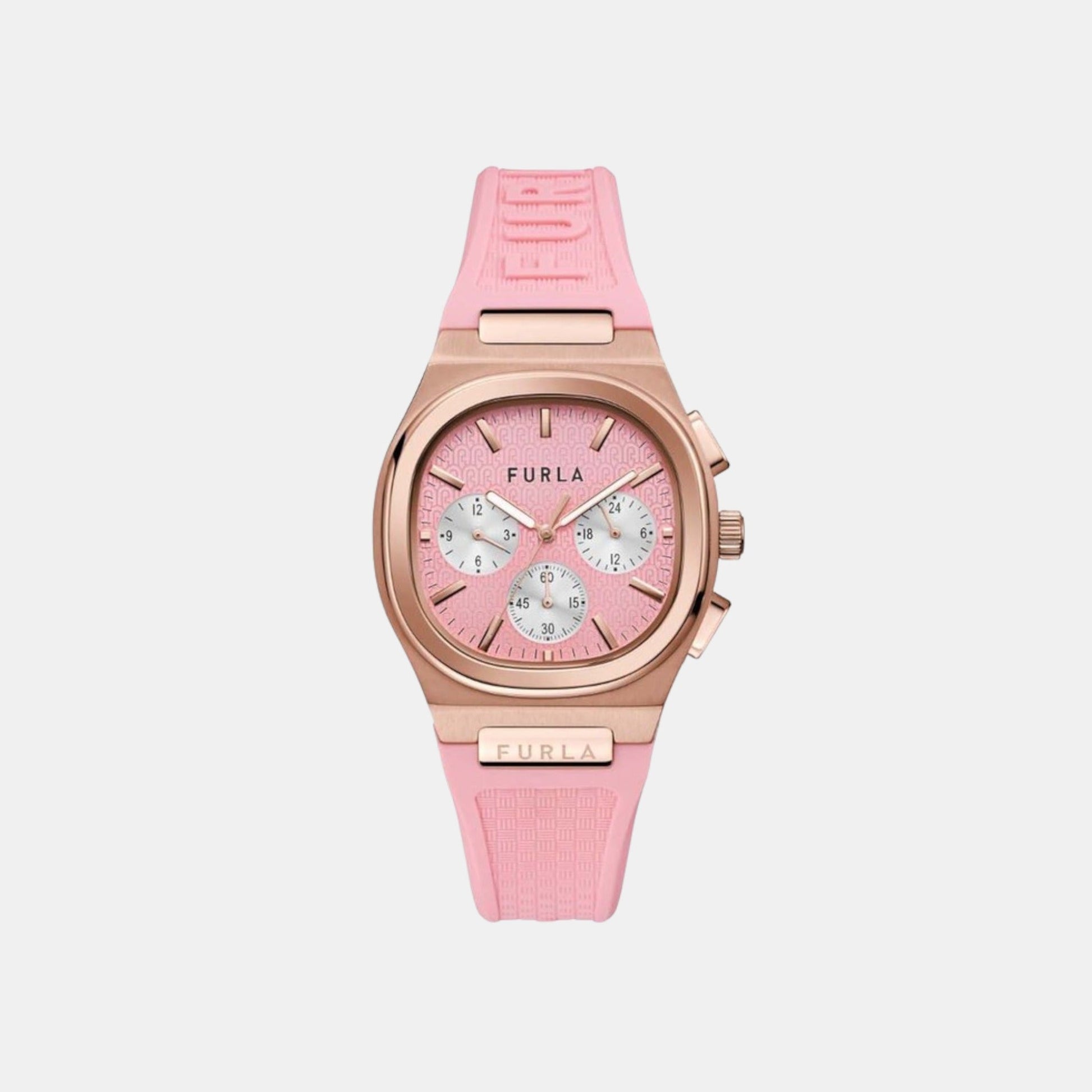 Furla Athleisure Women Quartz Pink Dial Chronograph Silicone Watch WW00036002L3