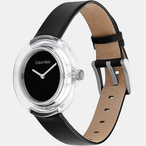 Circular Women Quartz Black Dial Analog Leather Watch 25200020