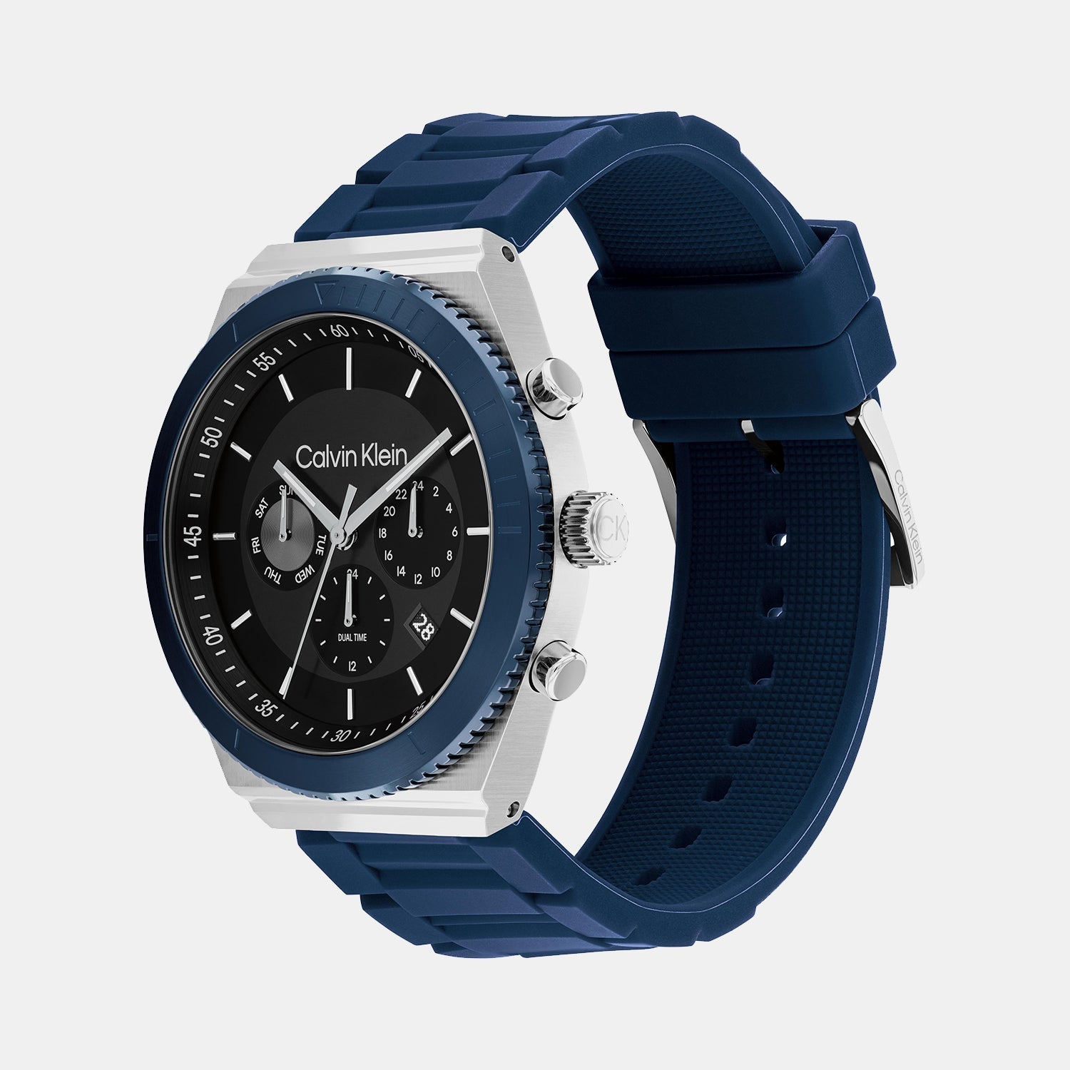 Ck Fearless Men Quartz Black Dial Chronograph Silicone Watch 25200307