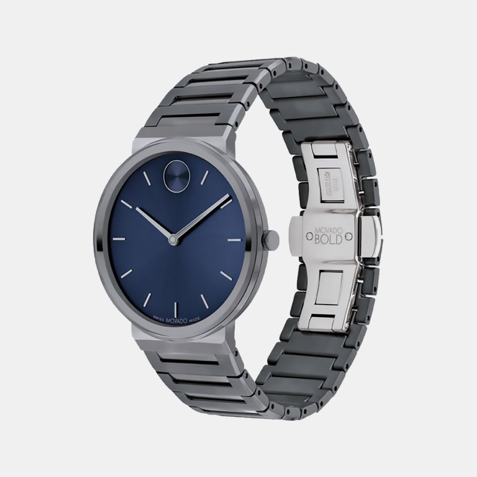 Bold Men Quartz Blue Dial Analog Stainless Steel Watch 3601076