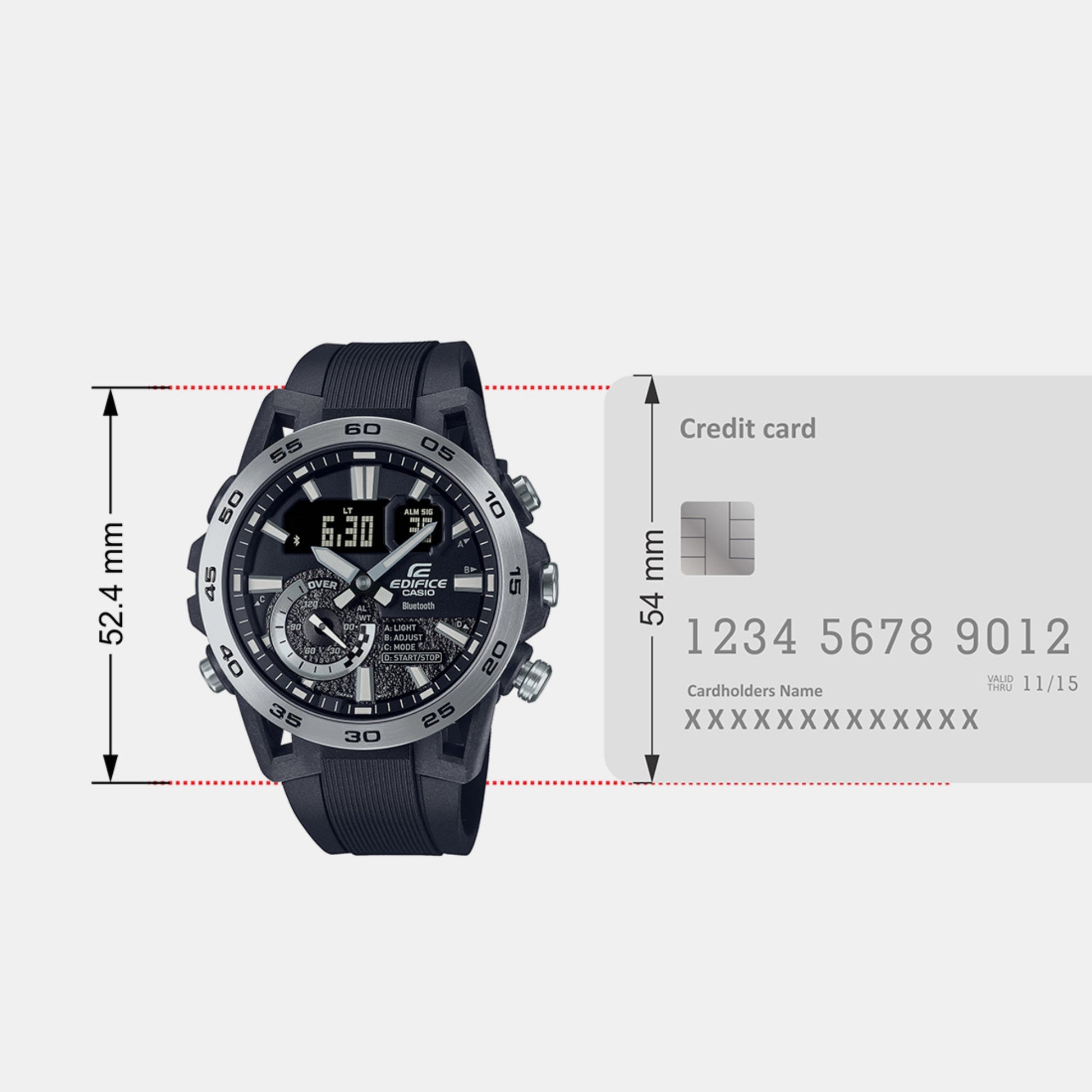 Edifice Men Quartz Black Dial Analog-Digital Resin Watch ED578