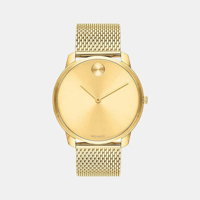 Bold Men Quartz Gold Dial Analog Stainless Steel Watch 3600588
