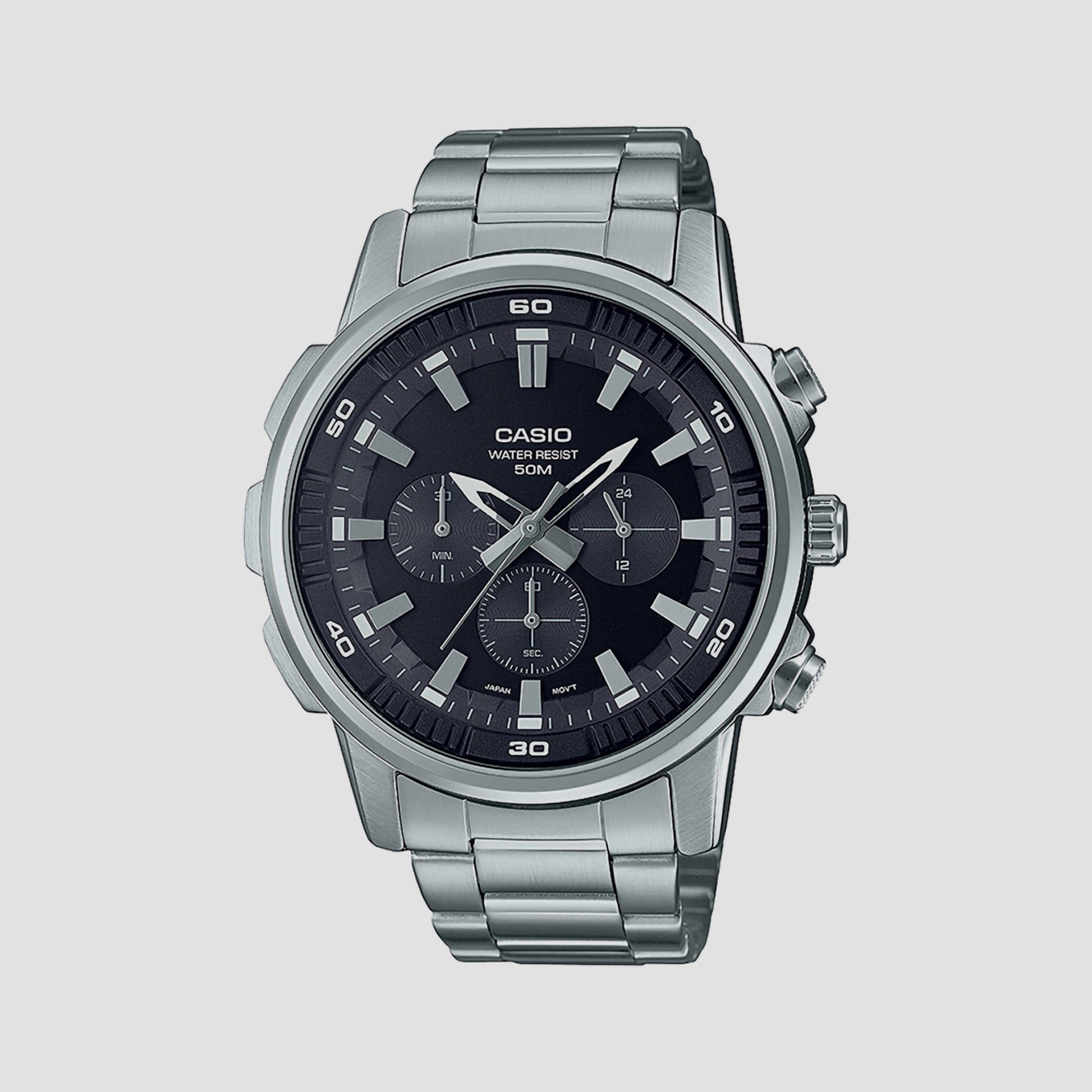 Enticer Men Quartz Black Dial Chronograph Stainless Steel Watch A1963