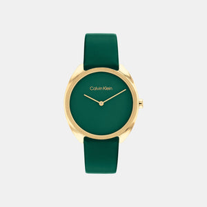 Ck Adorn Women Quartz Green Dial Analog Leather Watch 25200273