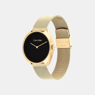 Ck Adorn Women Quartz Black Dial Analog Mesh Watch 25200271