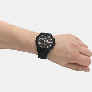 Hampton Men Quartz Black Dial Chronograph Stainless Steel Watch AX2429
