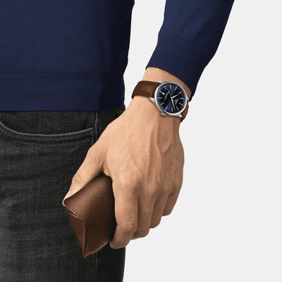 Chemin Des Tourelles Men Automatic Blue Dial Analog Leather Watch T1398071604100
