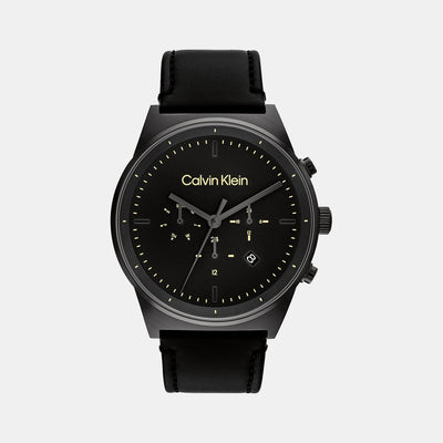 Ck Impressive Men Quartz Black Dial Chronograph Leather Watch 25200298
