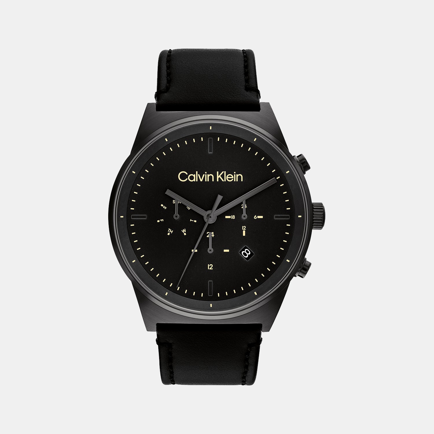 Ck Impressive Men Quartz Black Dial Chronograph Leather Watch 25200298