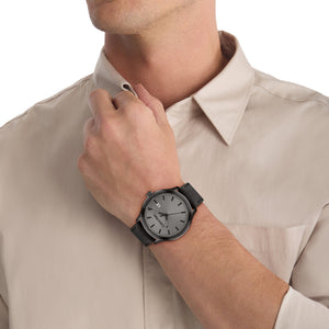 Define Men Quartz Grey Dial Analog Leather Watch 25200355