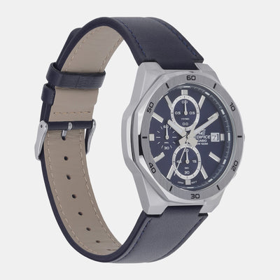Edifice Men Quartz Blue Dial Chronograph Leather Watch ED587