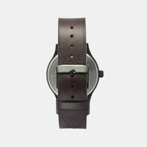 Fashion Men Quartz Beige Dial Analog Leather Watch TWEG19702