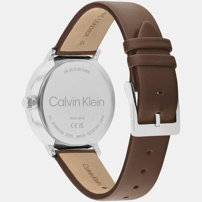 Ck Stun Unisex Quartz Blue Dial Multi-Function Leather Watch 25200406