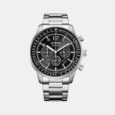 Eco-Drive Men Quartz Black Dial Chronograph Stainless Steel Watch CA4500-83E