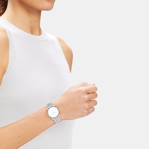 Ck Adorn Women Quartz White Dial Analog Stainless Steel Watch 25200275