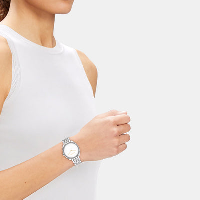 Ck Adorn Women Quartz White Dial Analog Stainless Steel Watch 25200275