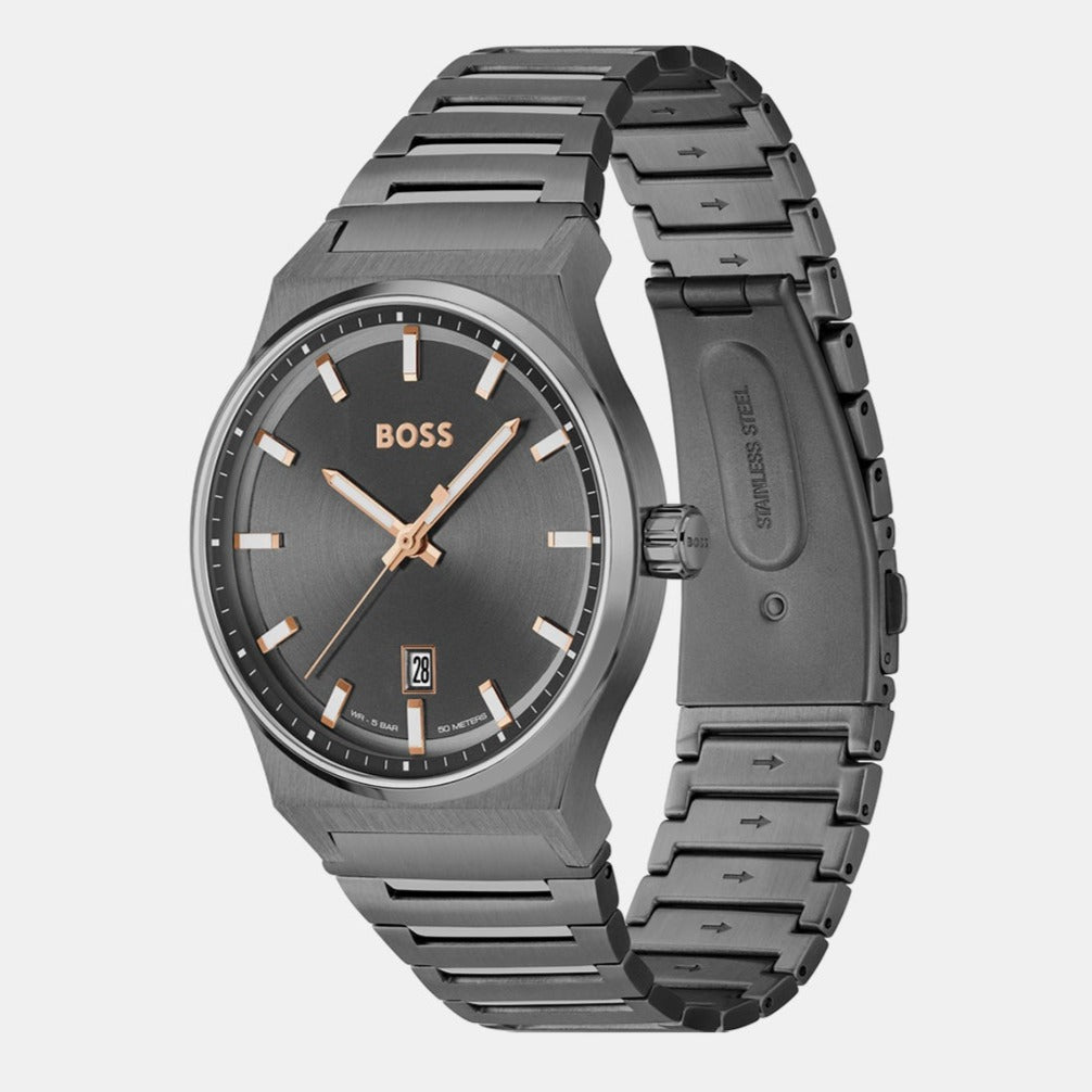 Candor Men Quartz Grey Dial Analog Stainless Steel Watch 1514078