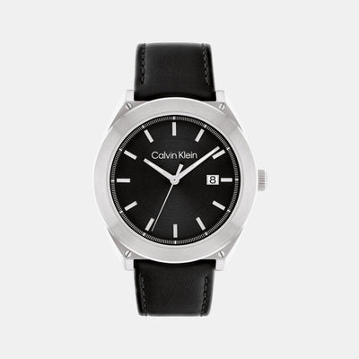 Casual Essentials Men Quartz Black Dial Analog Leather Watch 25200201