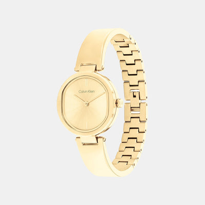 Ck Elevated Women Quartz Gold Dial Analog Stainless Steel Watch 25200309