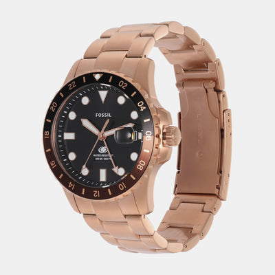 Fossil Blue Gmt Men GMT Black Dial Analog Stainless Steel Watch FS6027