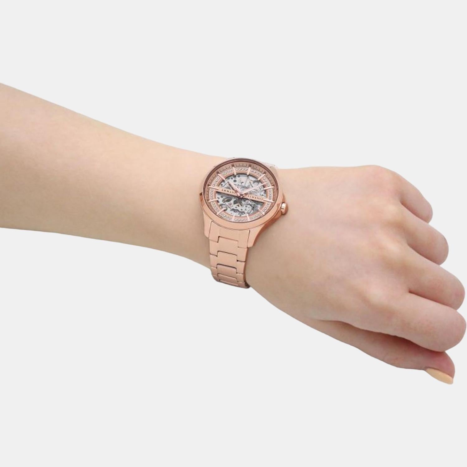 Hampton Women Automatic Rose Gold Dial Analog Stainless Steel Watch AX5262