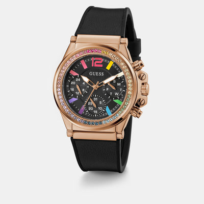 Charisma Women Quartz Black Dial Chronograph Leather Watch GW0562L3