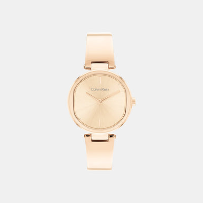Ck Elevated Women Quartz Gold Dial Analog Stainless Steel Watch 25200308