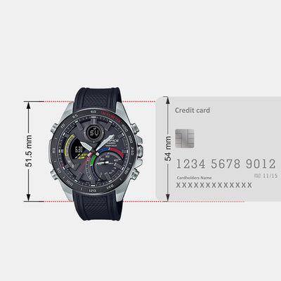 Edifice Men Quartz Black Dial Analog-Digital Resin Watch EX553