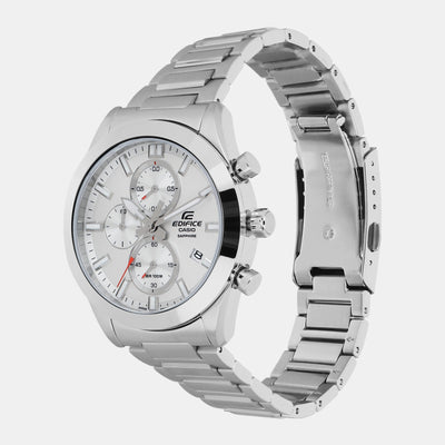 Edifice Men Quartz Silver Dial Chronograph Stainless Steel Watch ED582