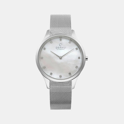 Fin Steel Women Quartz Grey Dial Analog Mesh Watch V217LXCWMC