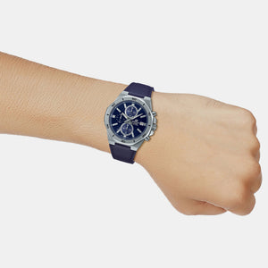 Edifice Men Quartz Blue Dial Chronograph Leather Watch ED587