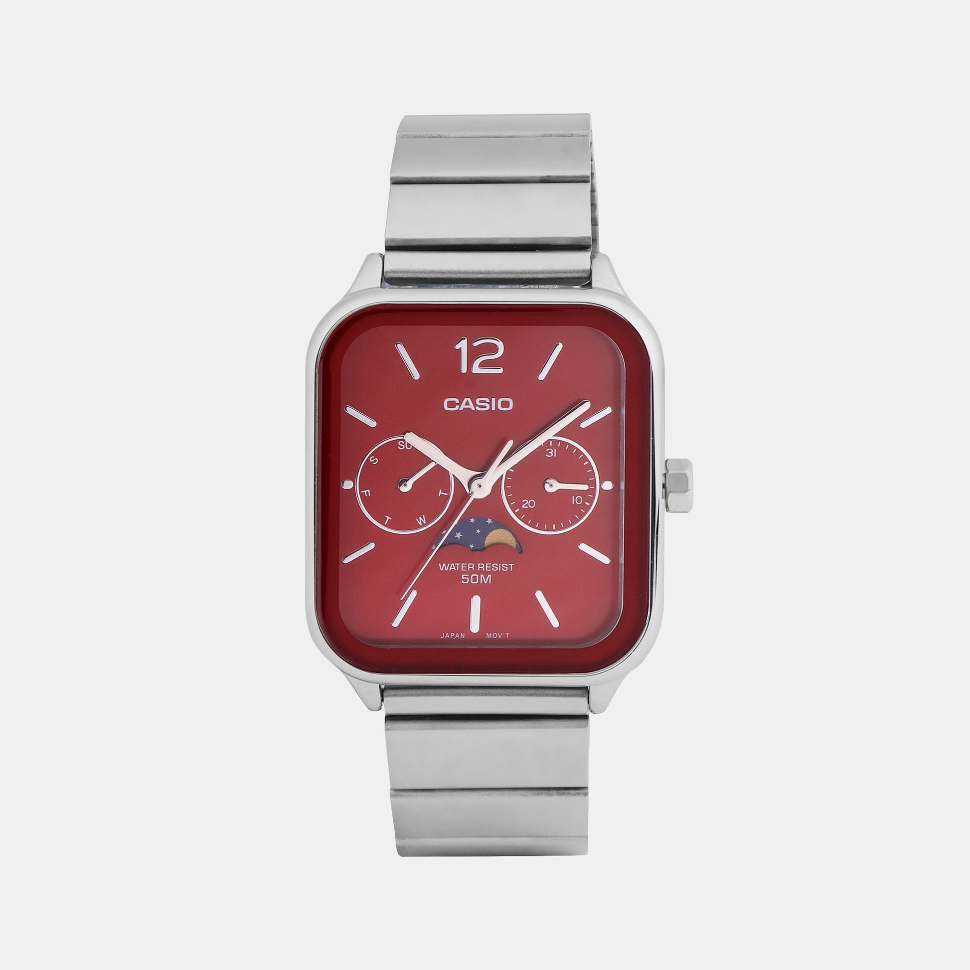 Enticer Men Quartz Red Dial Chronograph Stainless Steel Watch A2182