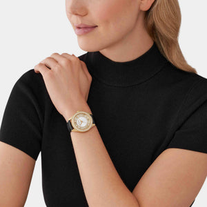 Harlowe Women Quartz White Dial Analog Leather Watch MK2988