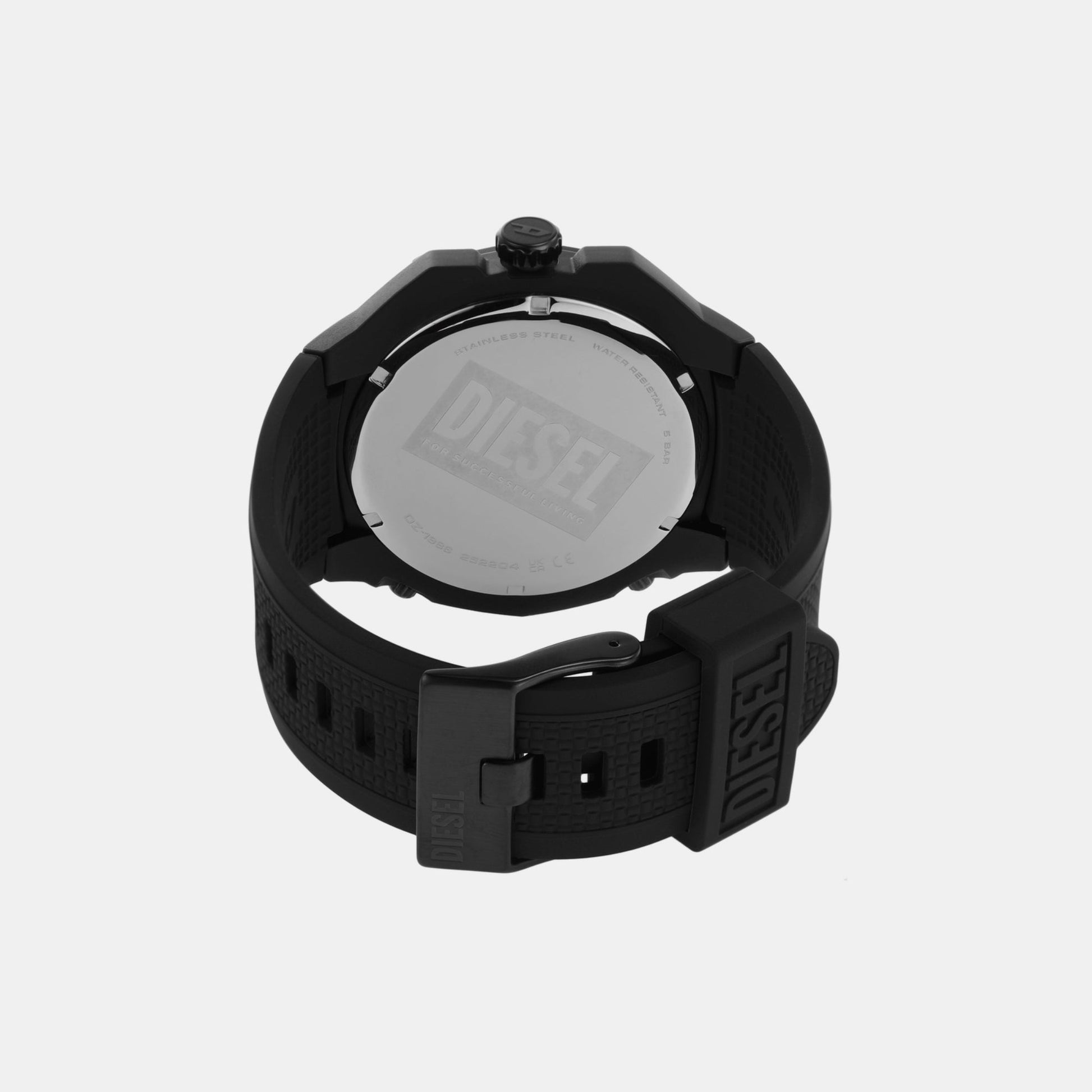 Framed Men Quartz Black Dial Analog Silicone Watch DZ1986